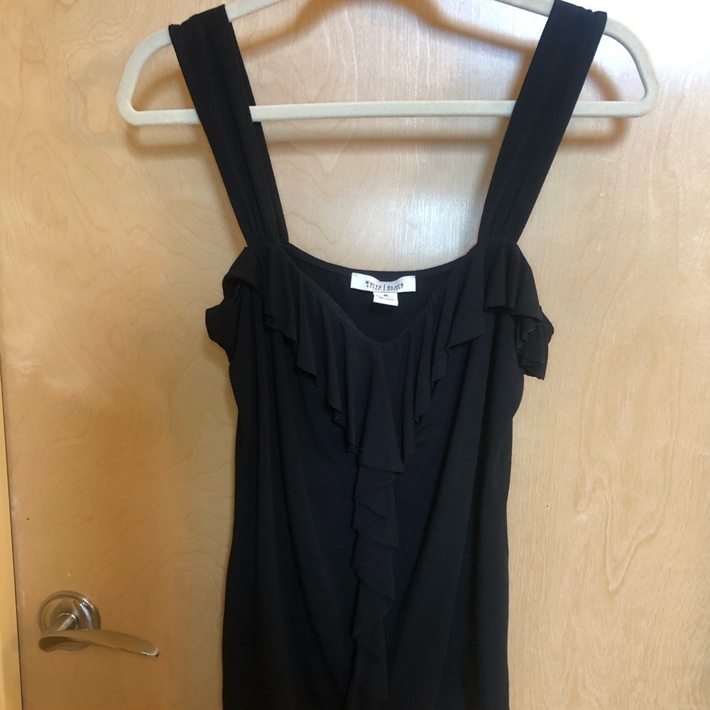 Black Cotten tank with ruffles.